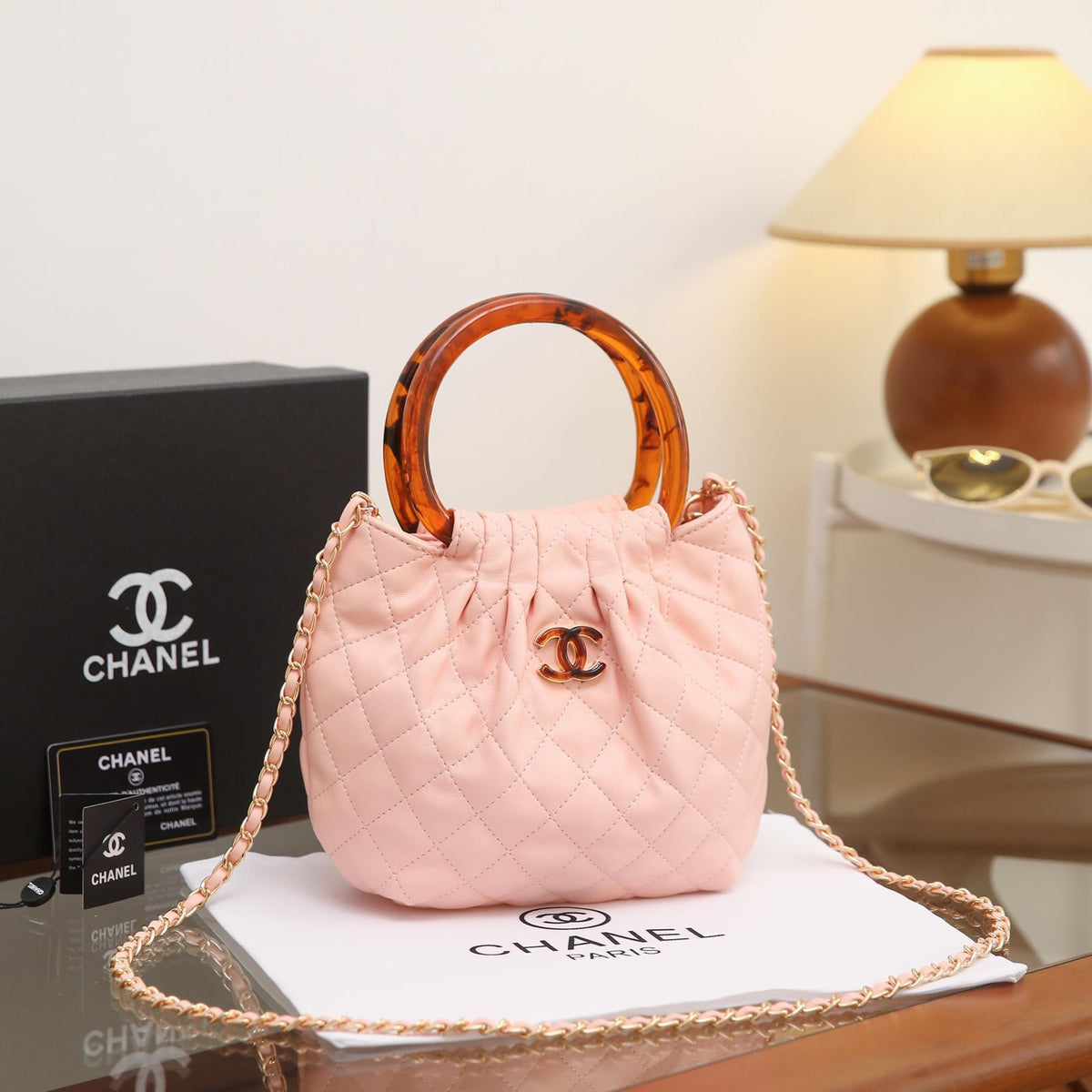 CHANEL Quilted Bucket Bag 24 cm