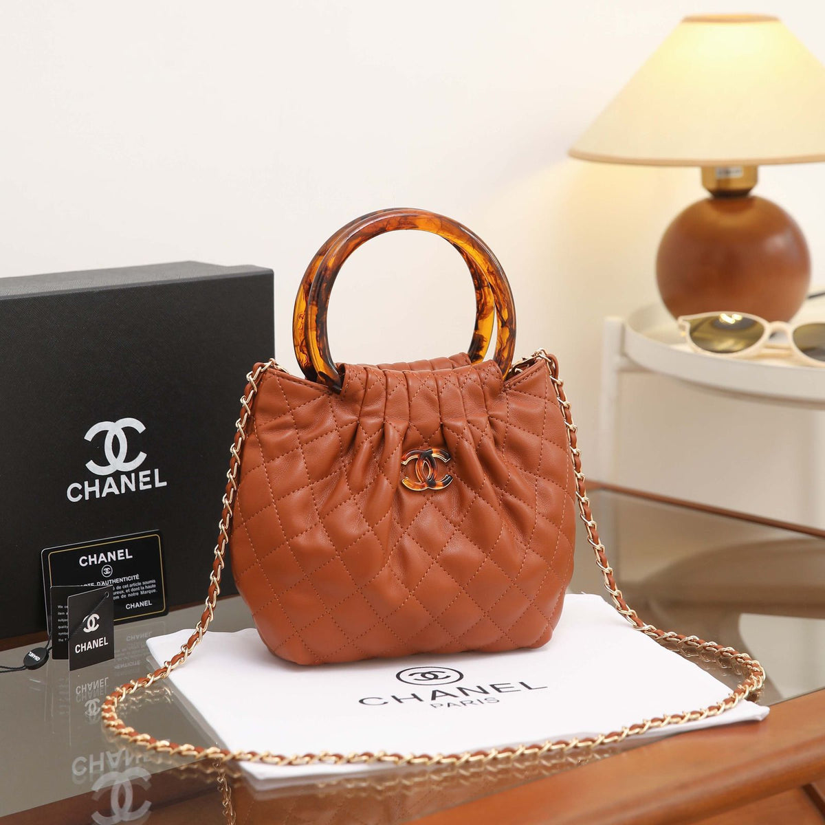 CHANEL Quilted Bucket Bag 24 cm