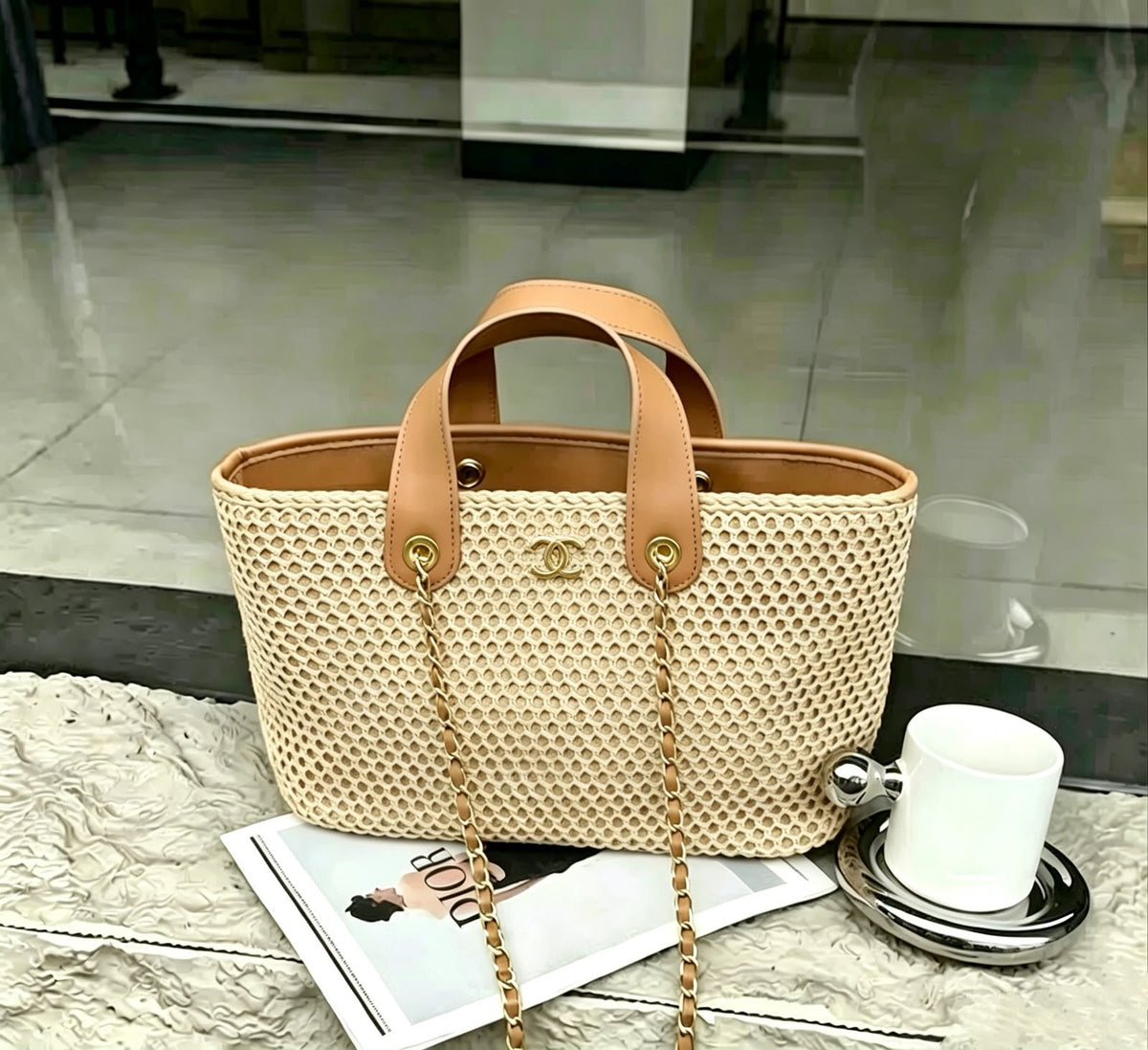 CHANEL Straw-Effect Tote 40 cm
