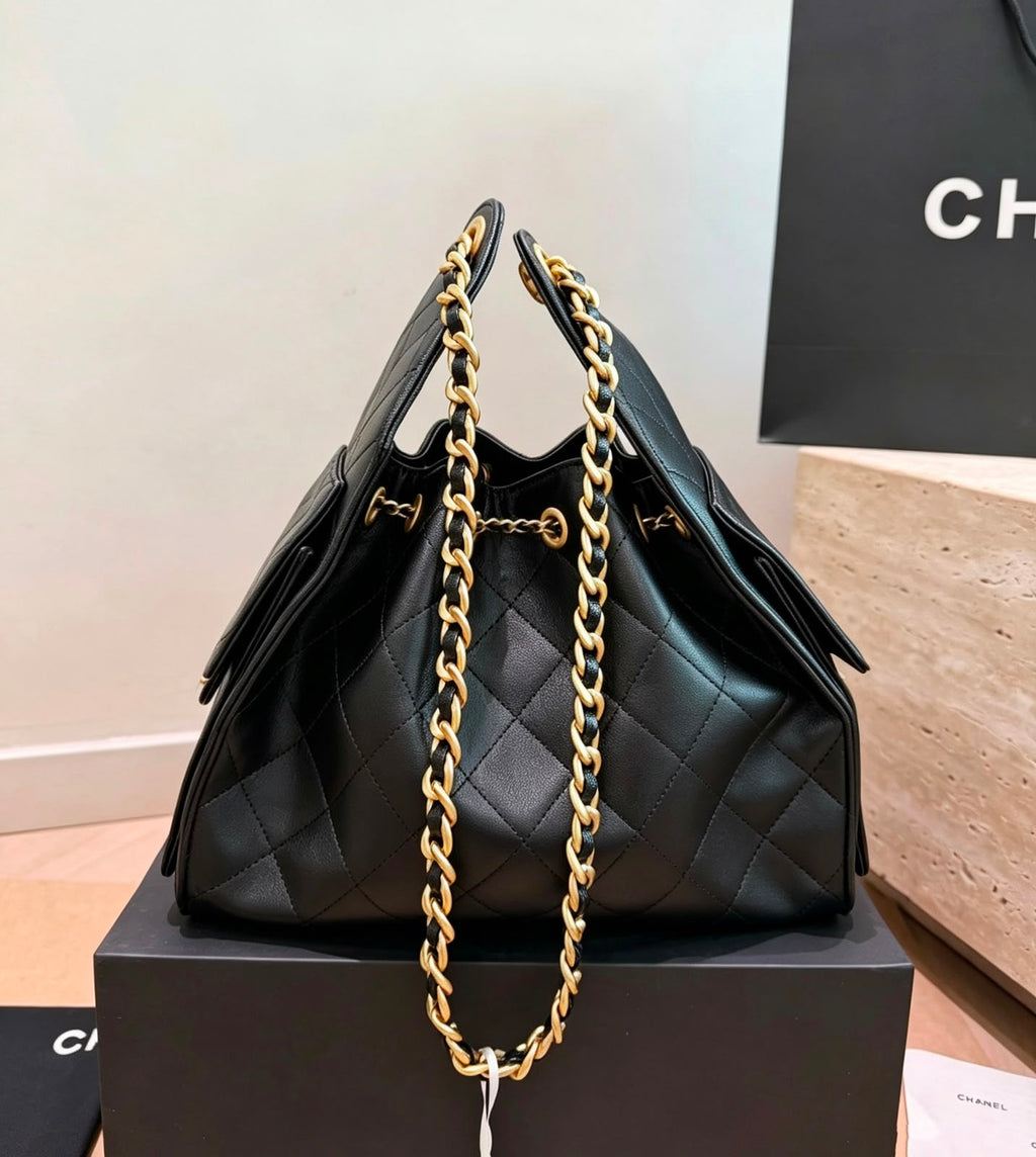 CHANEL Drawstring Bucket Bag 26cm