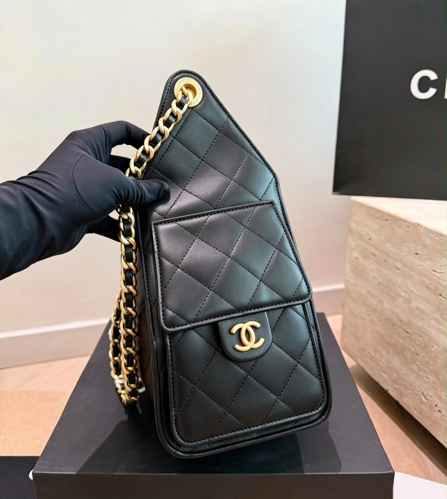 CHANEL Drawstring Bucket Bag 26cm