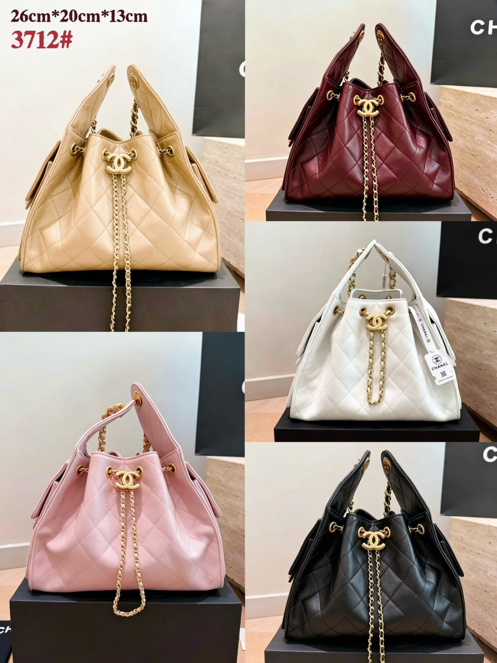 CHANEL Drawstring Bucket Bag 26cm