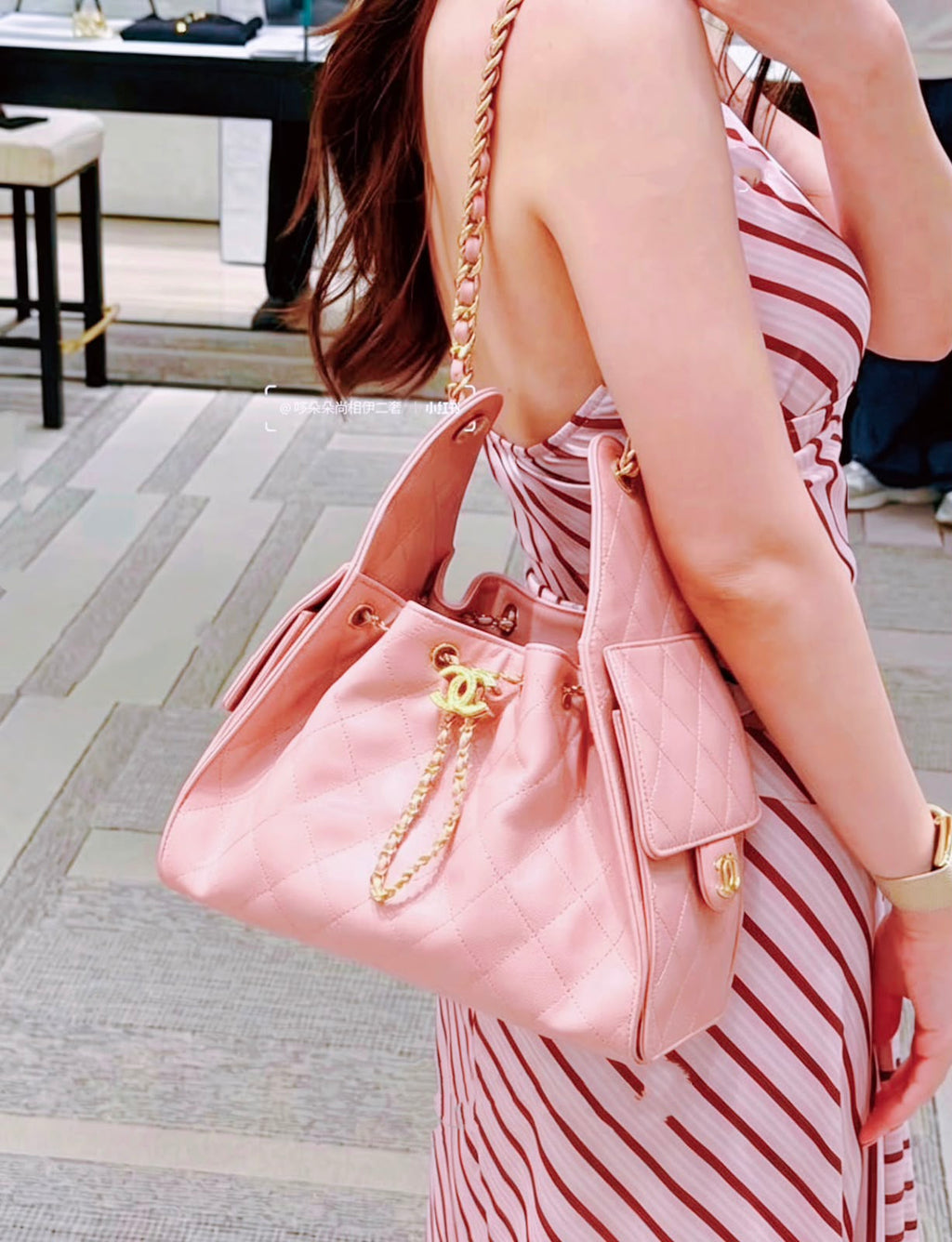 CHANEL Drawstring Bucket Bag 26cm