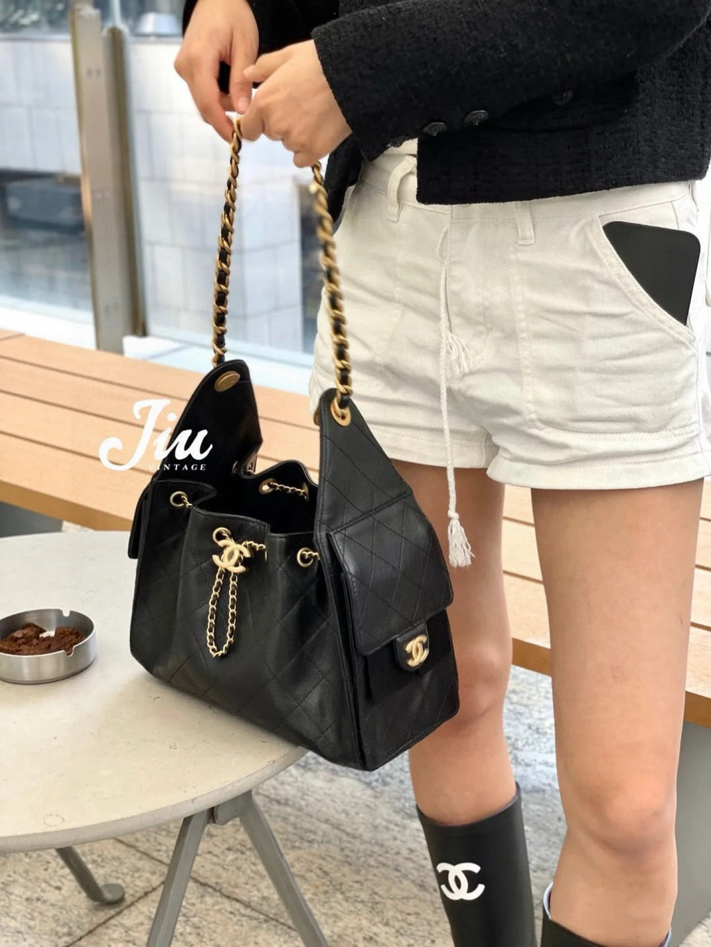 CHANEL Drawstring Bucket Bag 26cm
