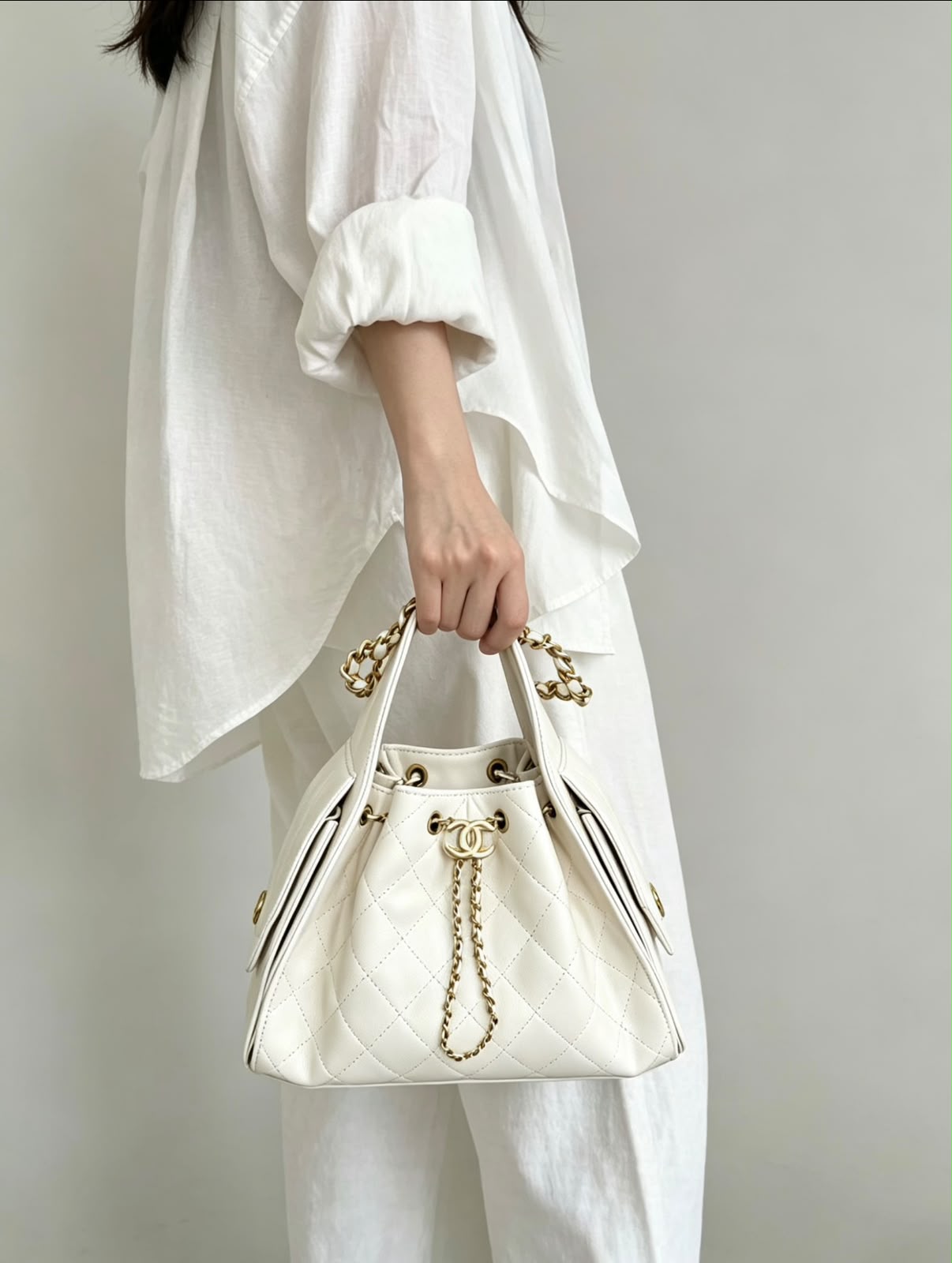 CHANEL Drawstring Bucket Bag 26cm