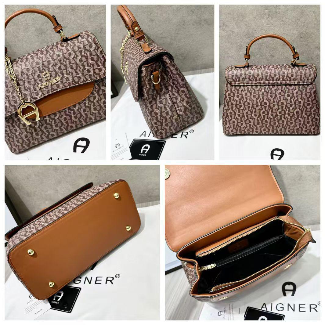 AIGNER Monogram Flap Top Handle Bag 27cm