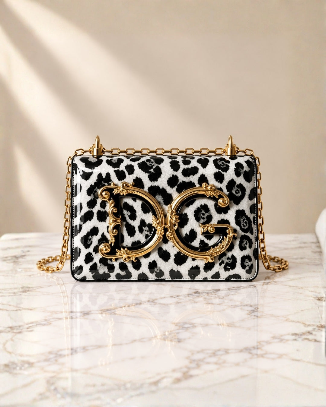 DOLCE & GABBANA Leopard Print Crossbody Bag 22cm