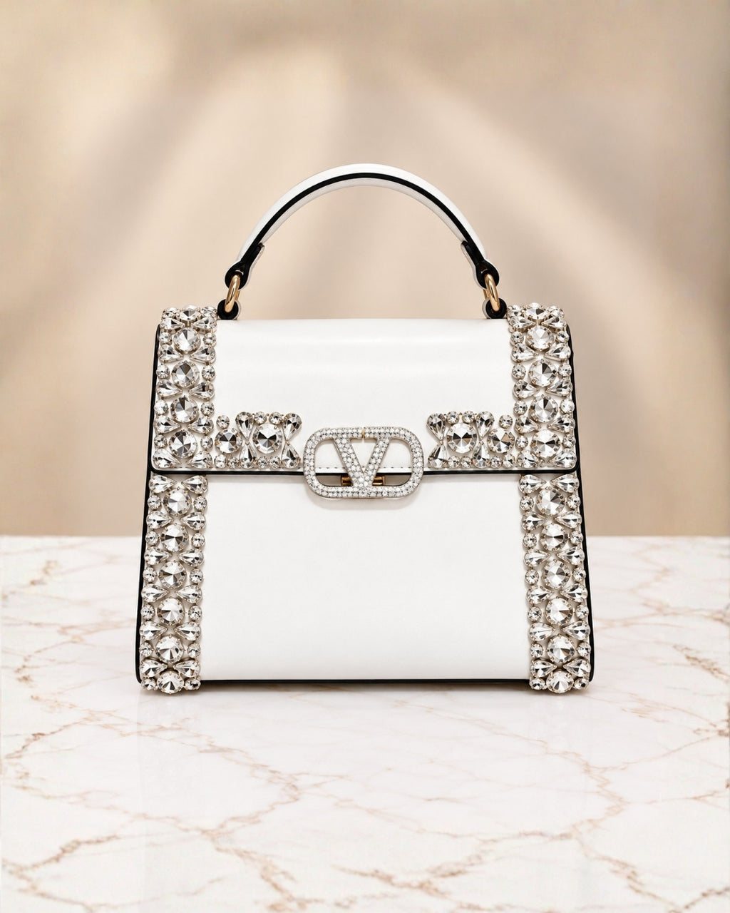 VALENTINO Crystal Top Handle Bag 21cm A+