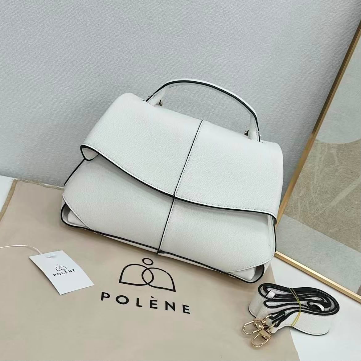 POLENE Structured Handbag — 29 cm | 6 Colors Without Box