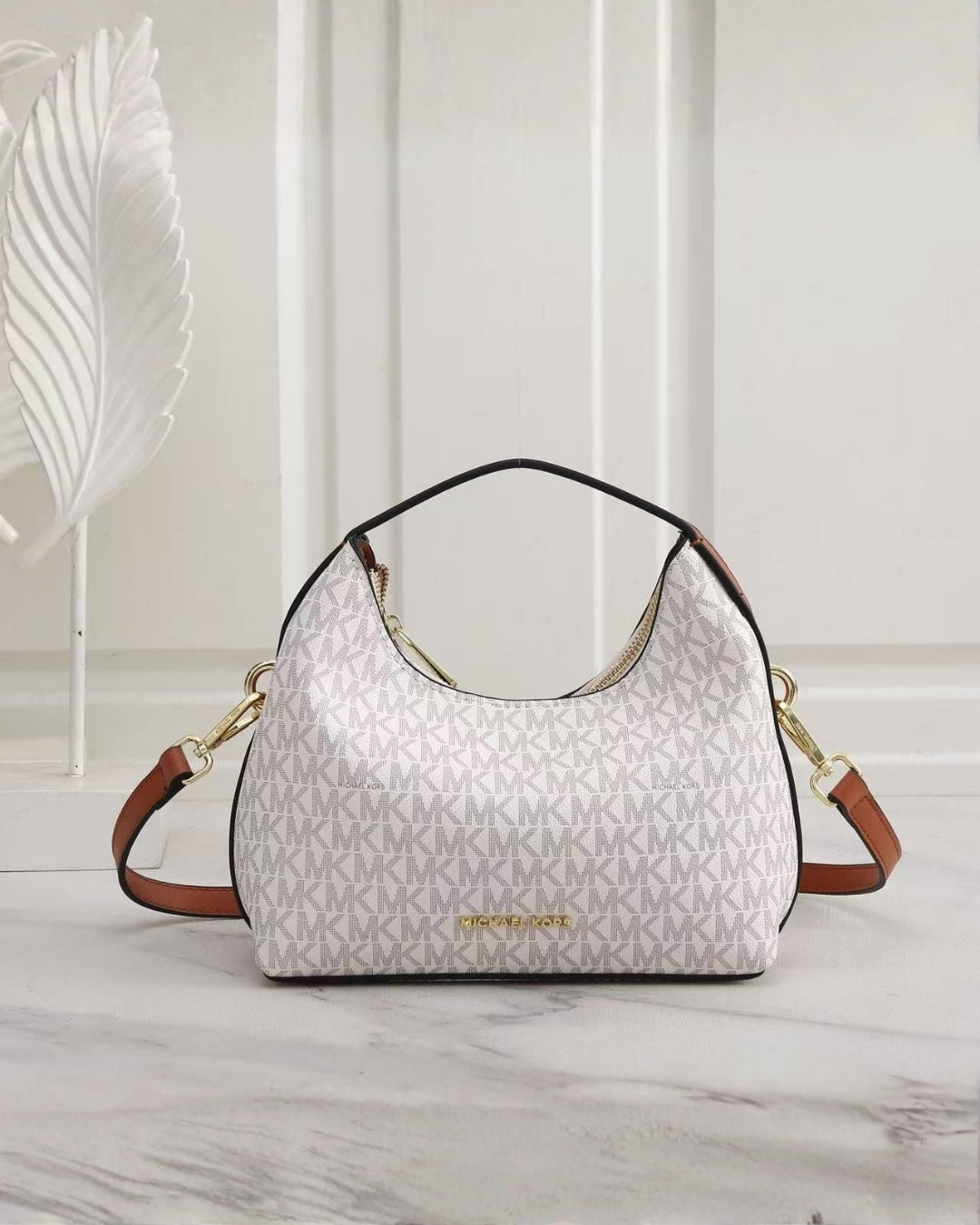 MK Signature Logo Hobo Shoulder Bag 23cm