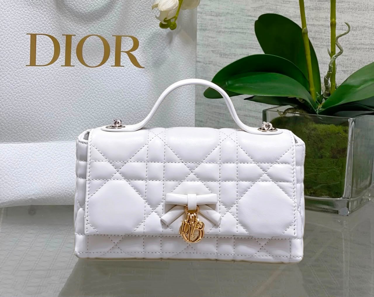 DIOR Quilted Top Handle — 25 cm | 6 Colors with Box