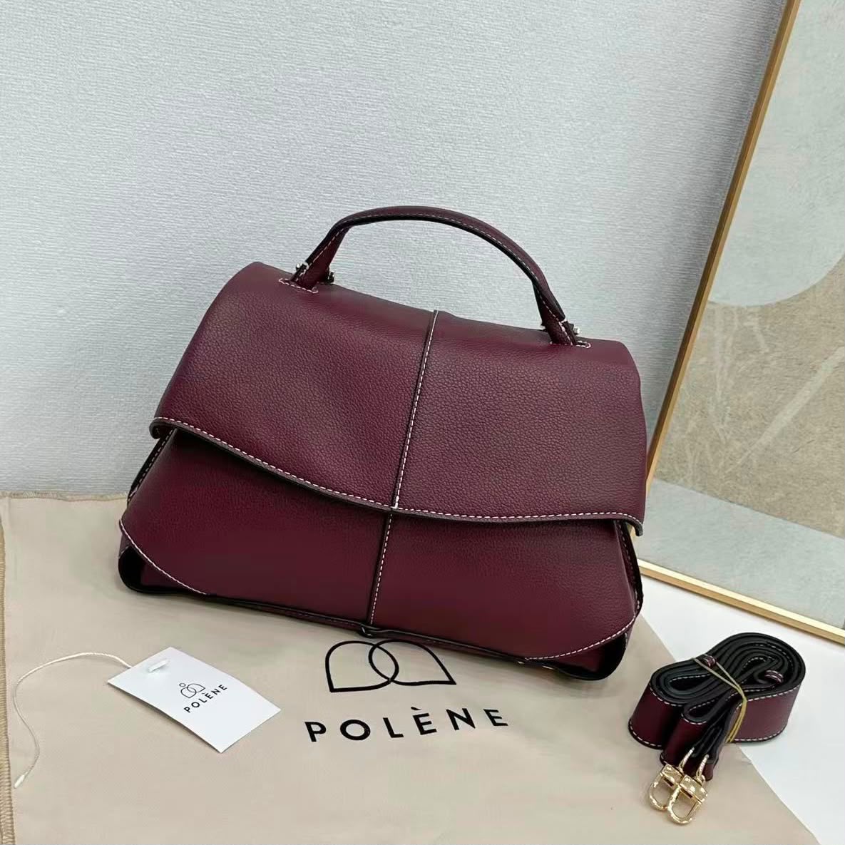 POLENE Structured Handbag — 29 cm | 6 Colors Without Box