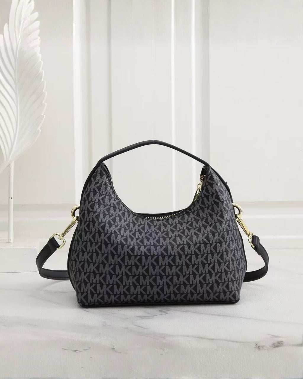 MK Signature Logo Hobo Shoulder Bag 23cm