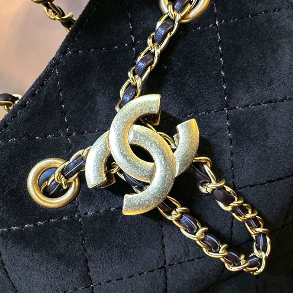 Chanel Drawstring Bucket Bag — Quilted Suede | 28 cm | 7 Colors Without Box