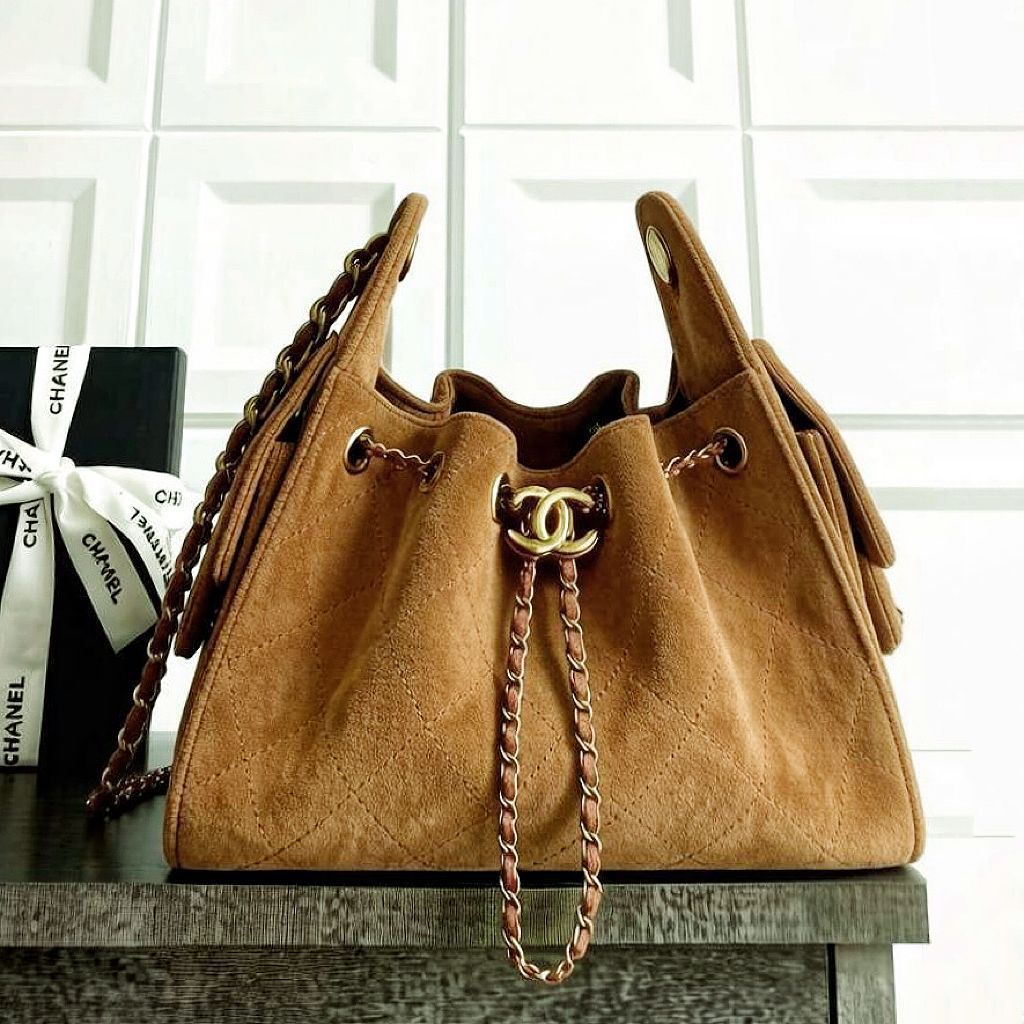 Chanel Drawstring Bucket Bag — Quilted Suede | 28 cm | 7 Colors Without Box