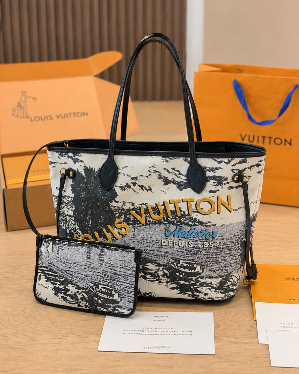 LV Neverfull Printed Canvas Tote 45cm Master