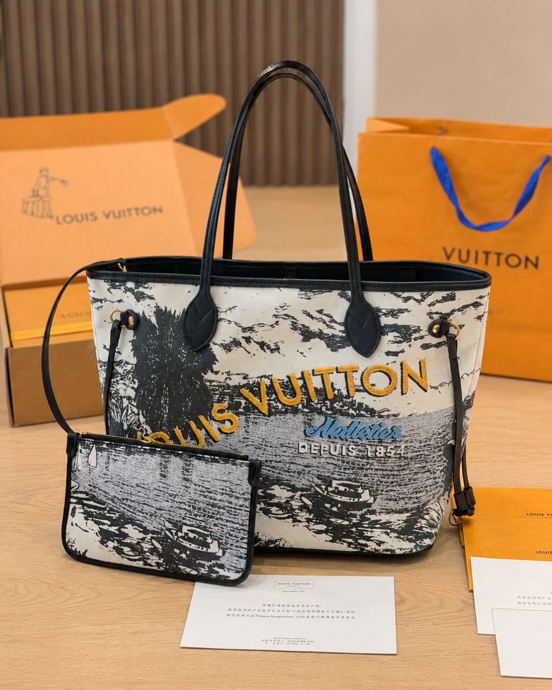 LV Neverfull Printed Canvas Tote 45cm Master