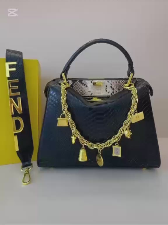 FENDI Python-Embossed Tote 30 cm Without Box A+