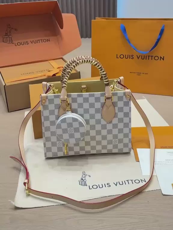 LV حقيبة توت كاروهات 25 سم بدون صندوق ماستر
